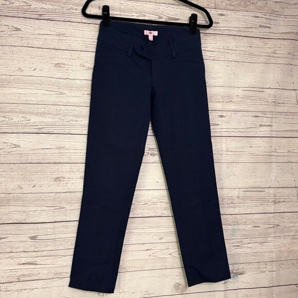 Lilly Pulitzer Navy Two Way Stretch Luxury Capri Low Rise Size 00 - Picture 2 of 7